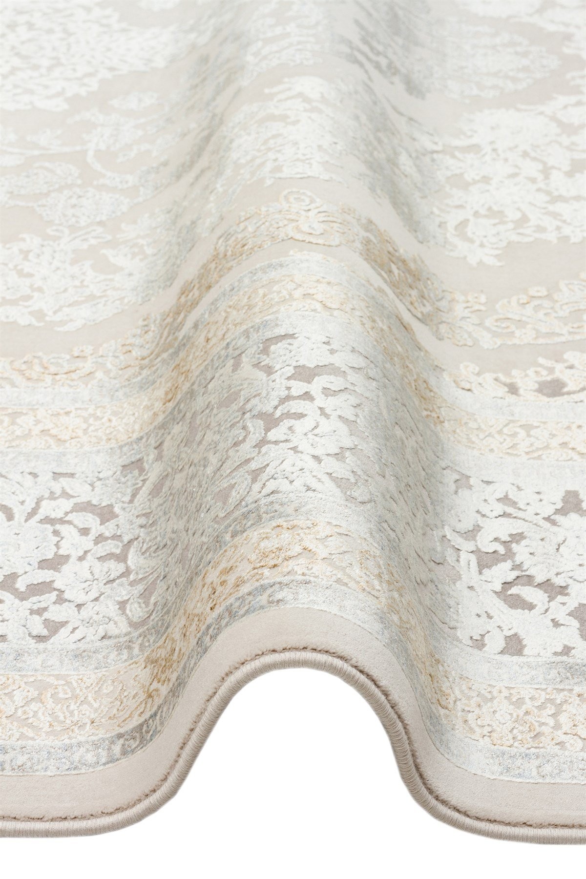 MAHAL Modern Vintage Desenli Yüksek Kalite Sık Dokuma Makine Halısı - MHL 08 CREAM-GREY