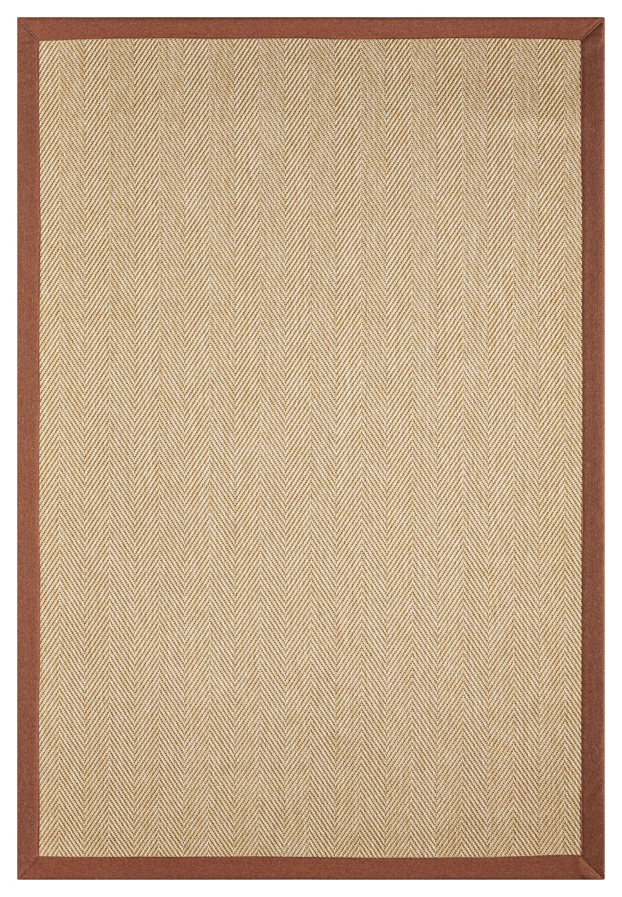 Kumaş Bordürlü Nature Sisal Halı - El Yapımı, Evcil Hayvan Dostu, Modern Tasarım - Kiremit Bordür - Bordürlü Nature Sisal