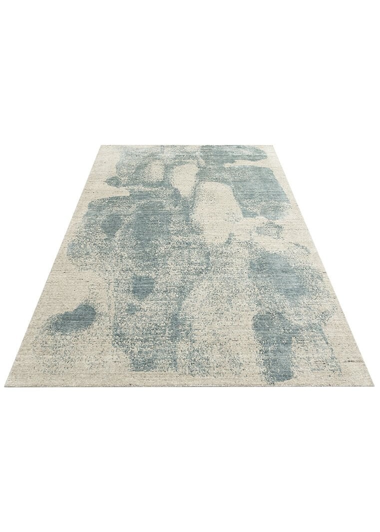 CALYPSA Hindistan'dan İthal El Dokuması Modern Desenlere Sahip Halı - BEIGE-BLUE