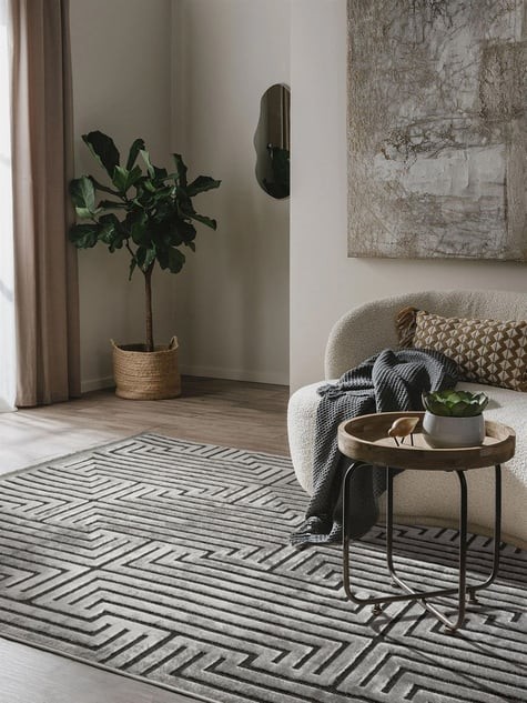 Pier İskandinav Desenli Modern Salon Halısı - PR 02 GREY