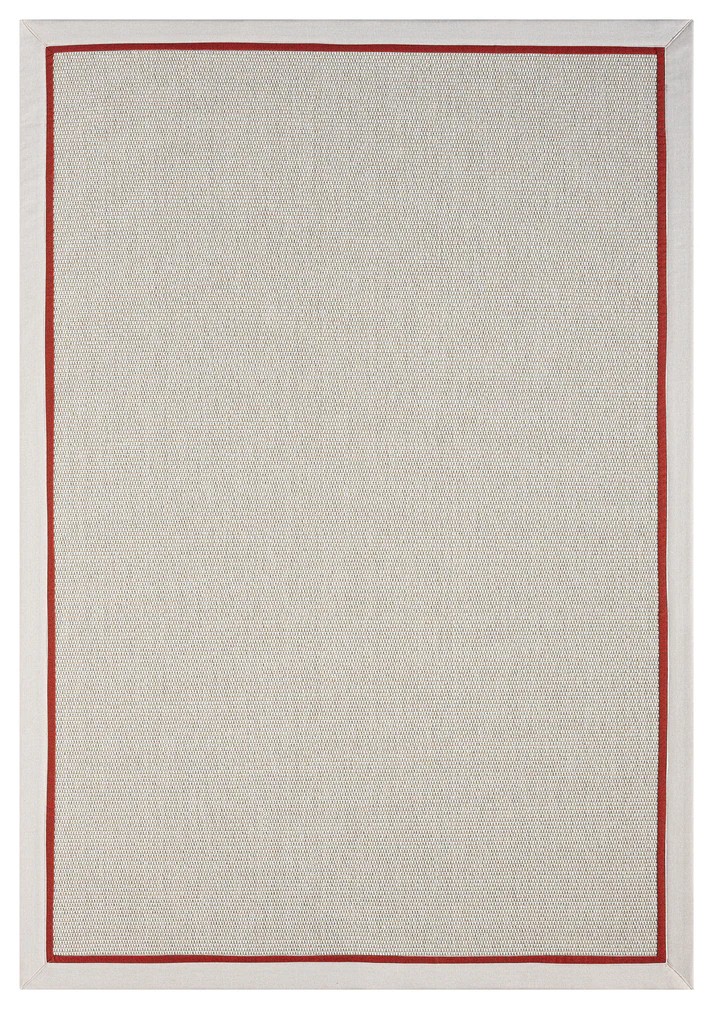 Kumaş Bordürlü Nature Sisal Halı - El Yapımı, Evcil Hayvan Dostu, Modern Tasarım Bordür - Krem-Kırmızı - Krem-Kırmızı
