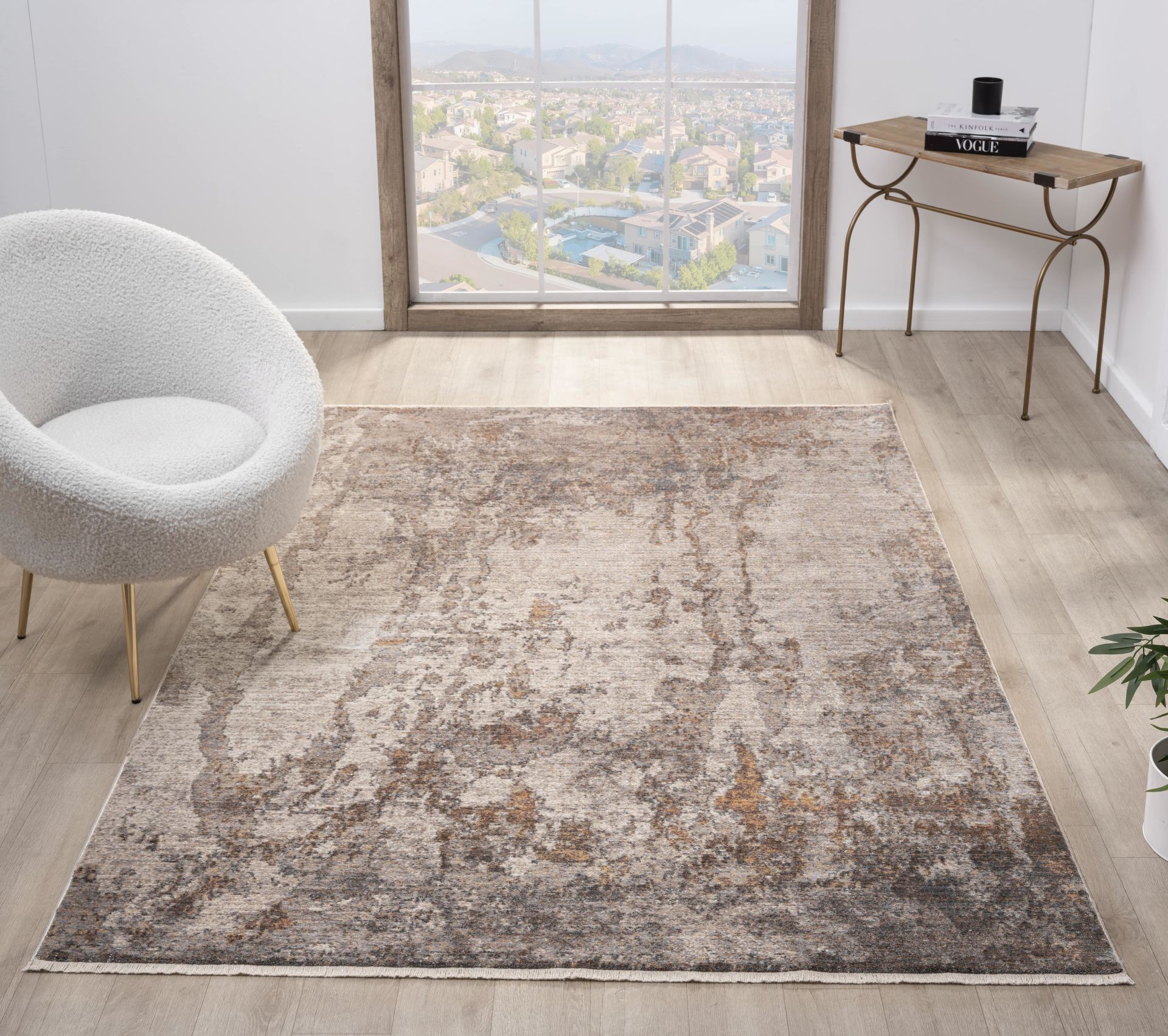 Seyran Asır Etnik Desenli Leke Tutmaz Halı Hav Toz Vermez Pati Dostu Salon Halısı - 0251 Gri