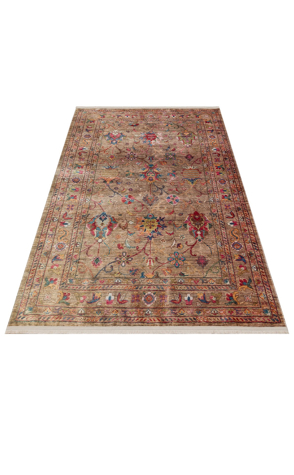 ANTIQUE  Kolay kullanımlı Kaymaz Karabağ ve Antik Desenlere Sahip Yıkanabilir Makine Halısı - ATK 08 BEİGE