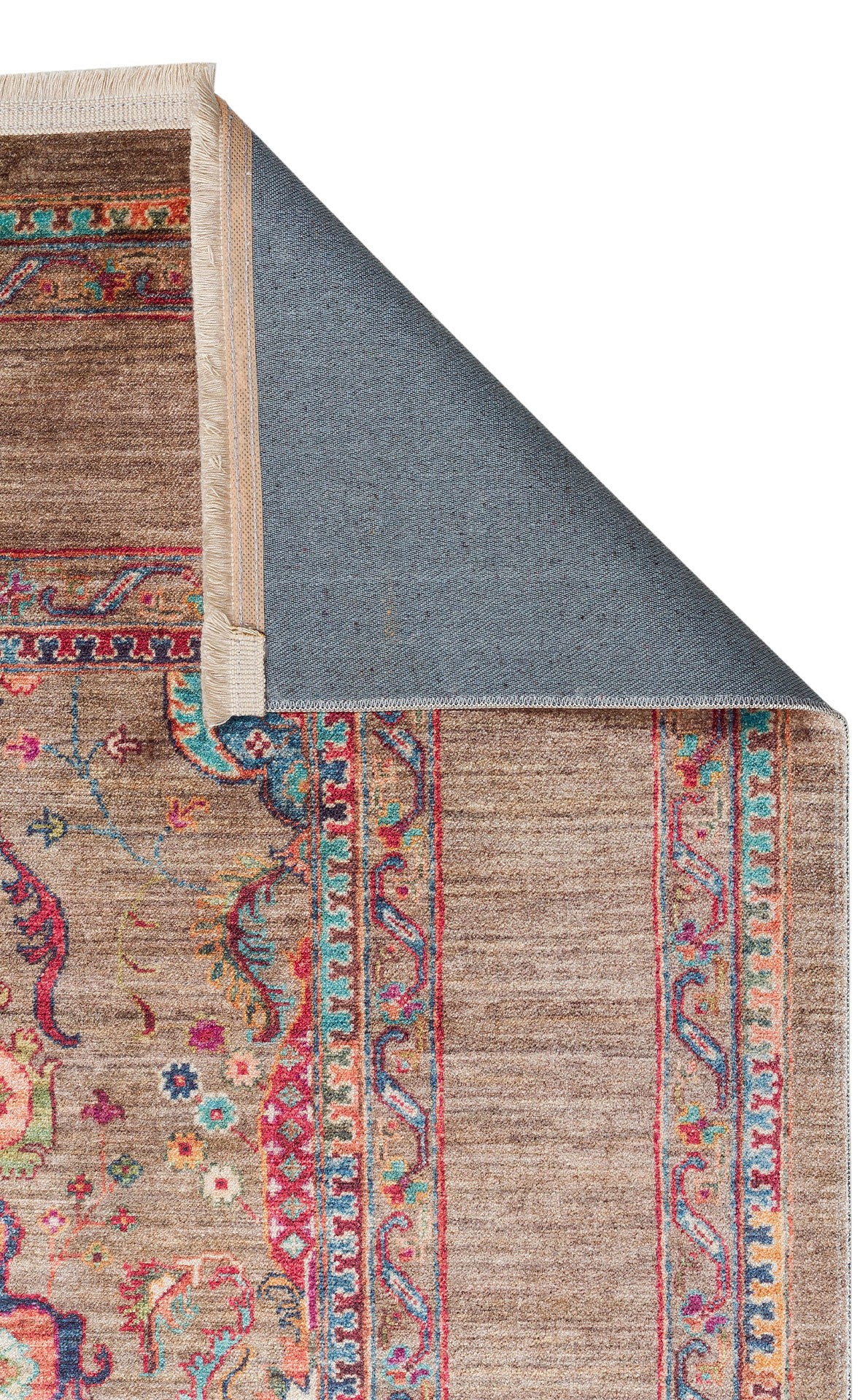 ANTIQUE  Kolay kullanımlı Kaymaz Karabağ ve Antik Desenlere Sahip Yıkanabilir Makine Halısı - ATK 07 OLİVE