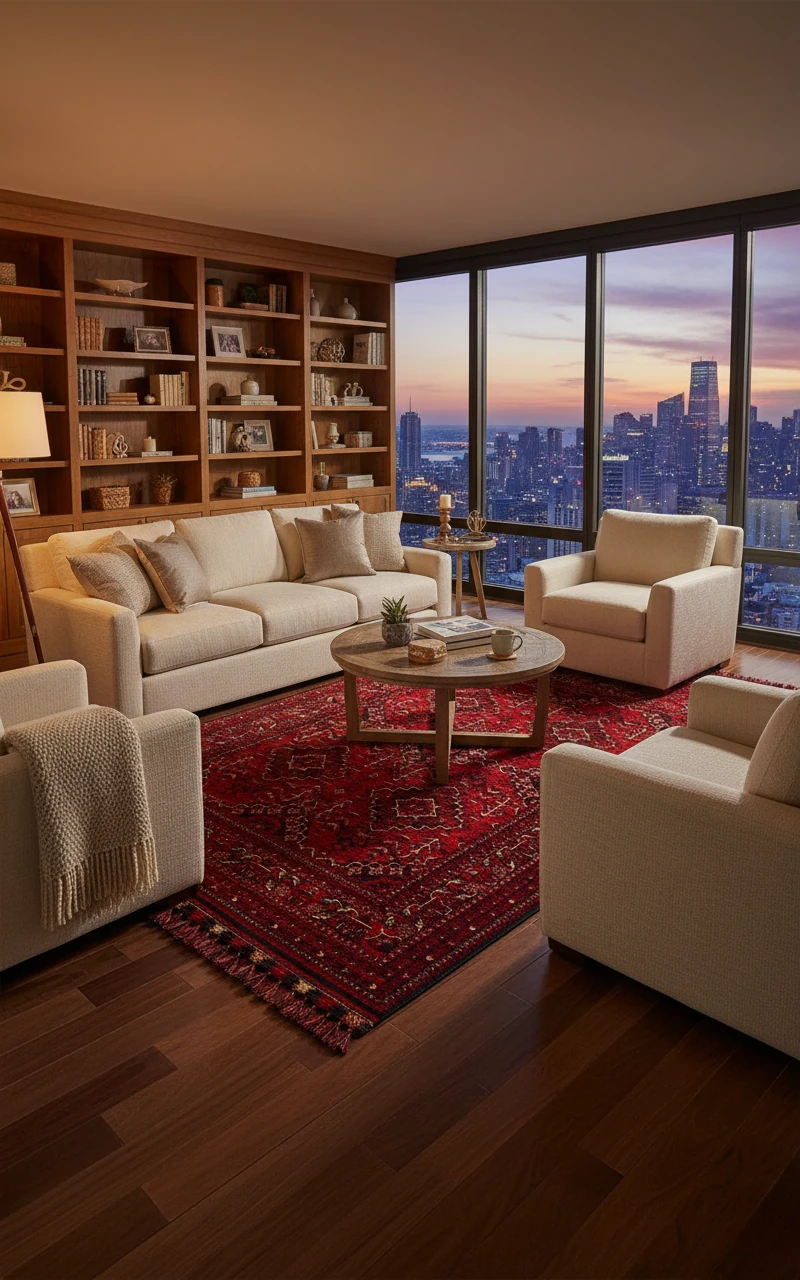 Eko Halı Buhari Bhr 05 Red Afgan / Yağcıbedir Desenli Hav Toz Vermez Yıkanabilir Kaymaz İnce Dokuma Halı