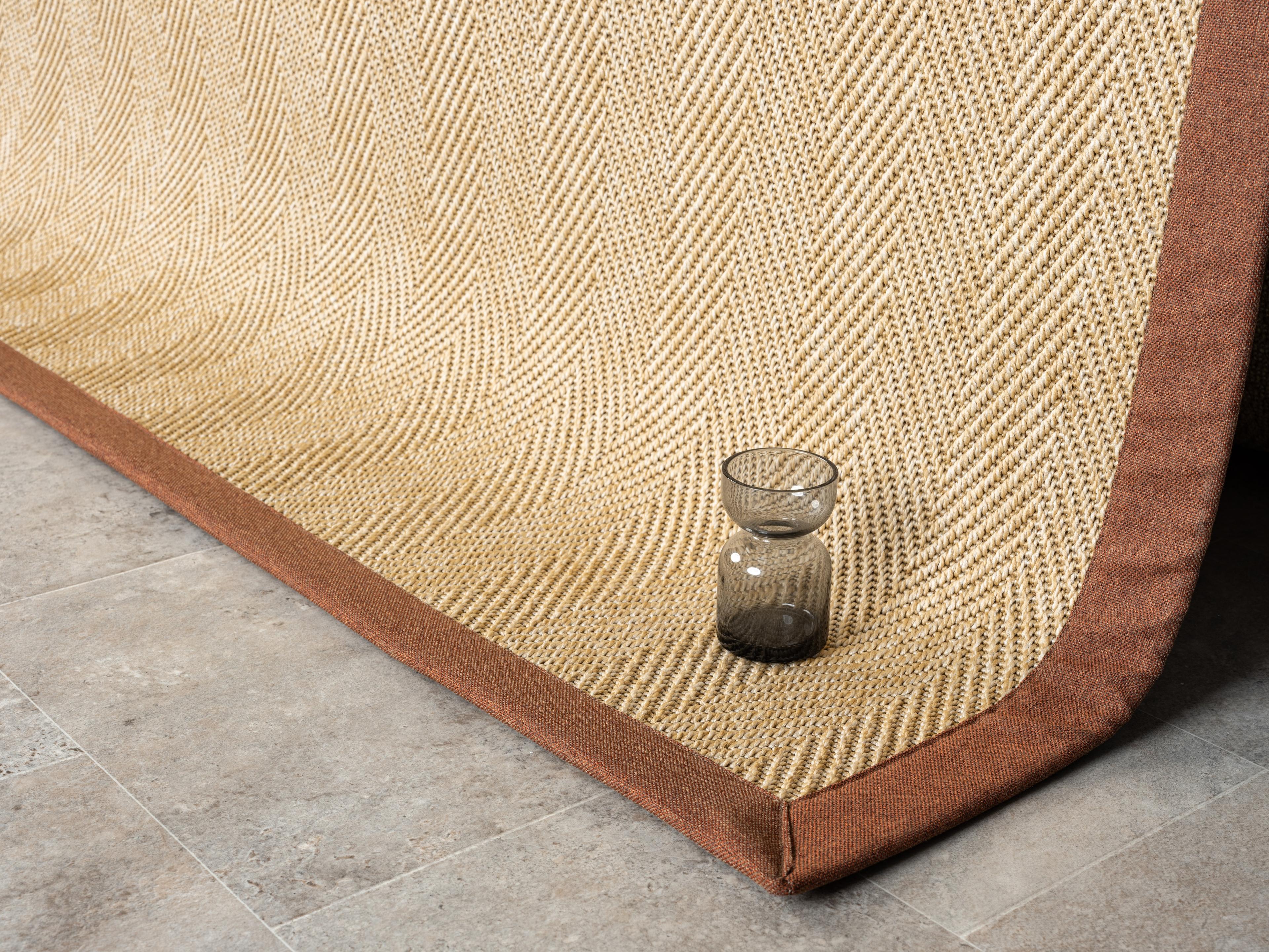 Kumaş Bordürlü Nature Sisal Halı - El Yapımı, Evcil Hayvan Dostu, Modern Tasarım - Kiremit Bordür