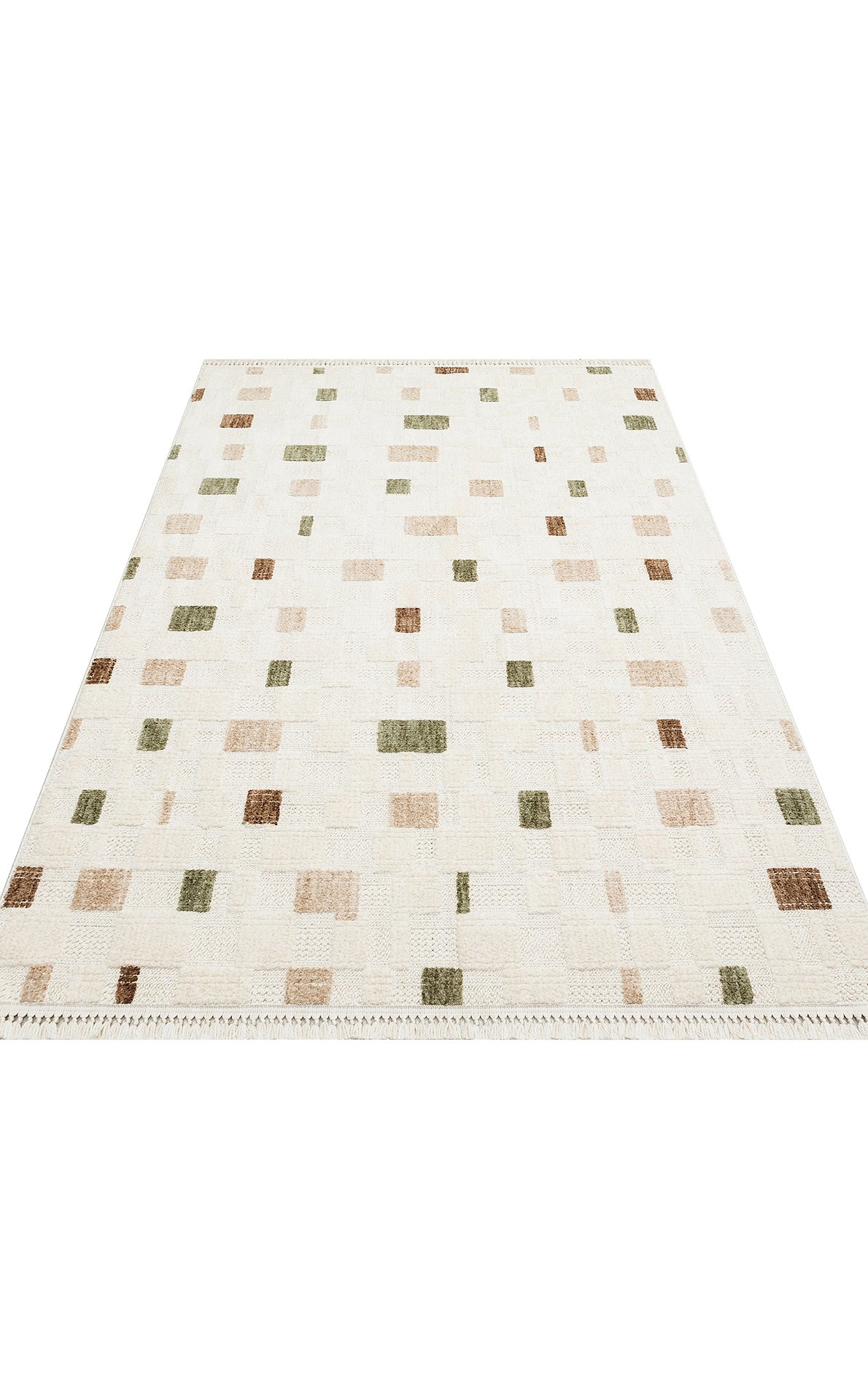 JOY Hav Toz Vermeyen Yumuşak dokulu Modern Makine Halısı - JOY 02 GREEN BEİGE