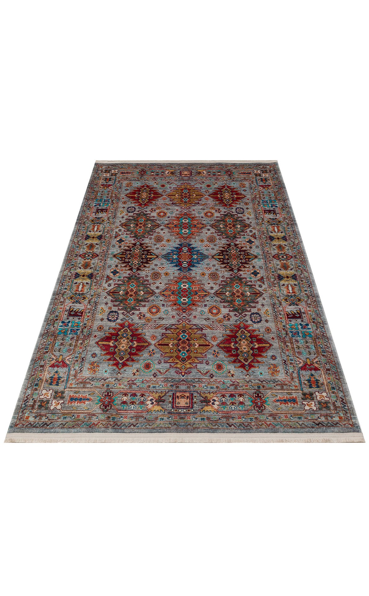 ANTIQUE  Kolay kullanımlı Kaymaz Karabağ ve Antik Desenlere Sahip Yıkanabilir Makine Halısı - ATK 06 AQUA