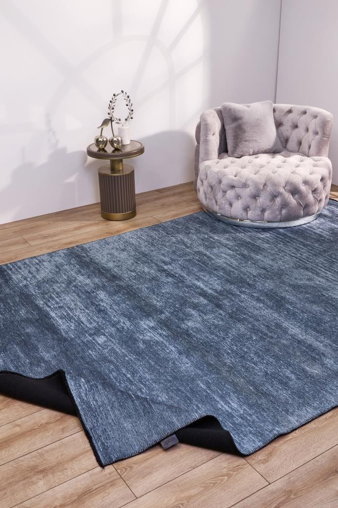 Rugchef Premium Hare Özel Tezgah Dokuma Viskon Halı - Mavi