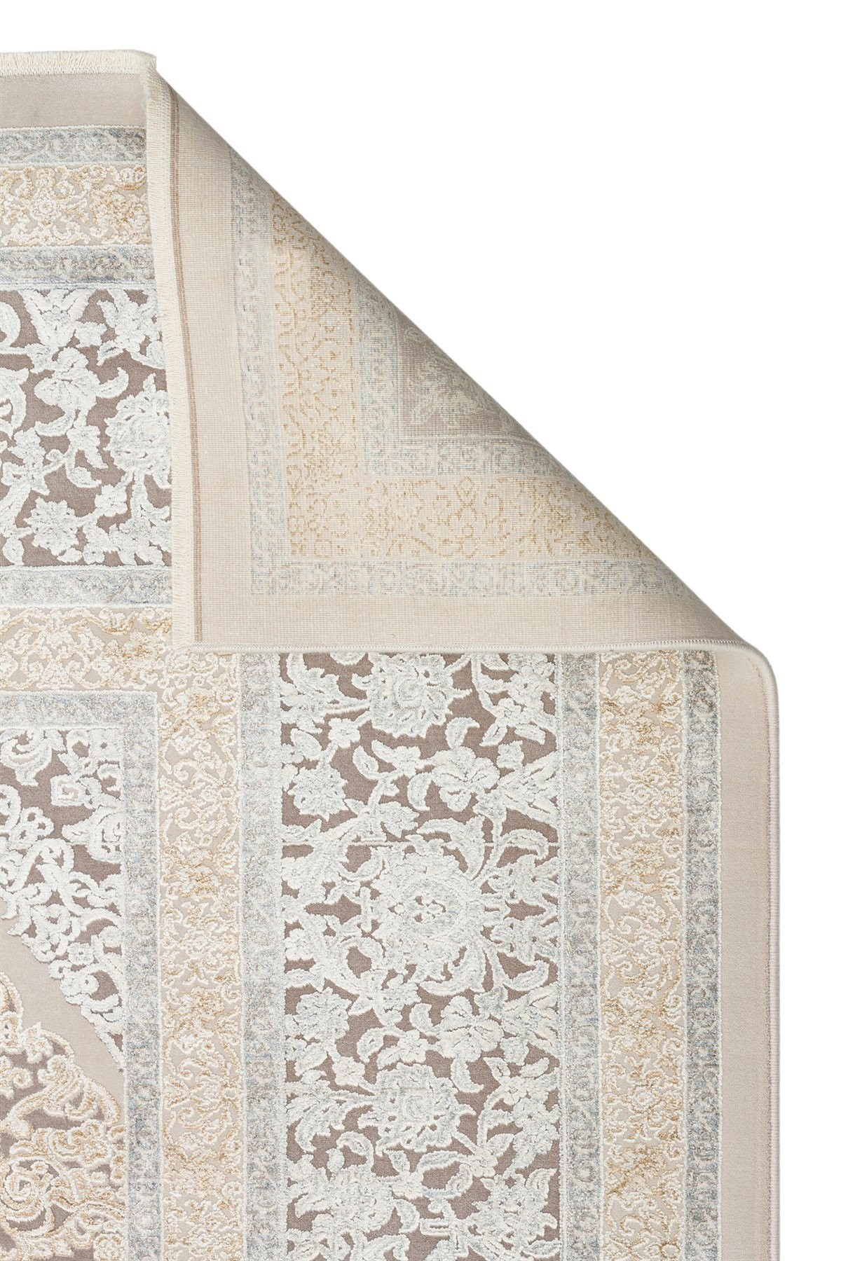 MAHAL Modern Vintage Desenli Yüksek Kalite Sık Dokuma Makine Halısı - MHL 08 CREAM-GREY