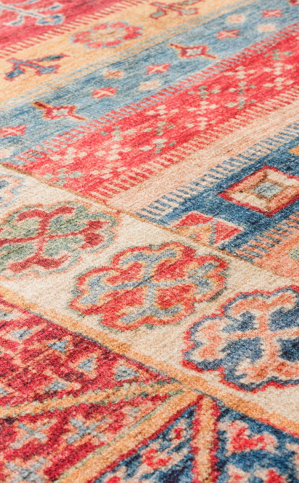 ANTIQUE  Kolay kullanımlı Kaymaz Karabağ ve Antik Desenlere Sahip Yıkanabilir Makine Halısı - ATK 04 MULTY