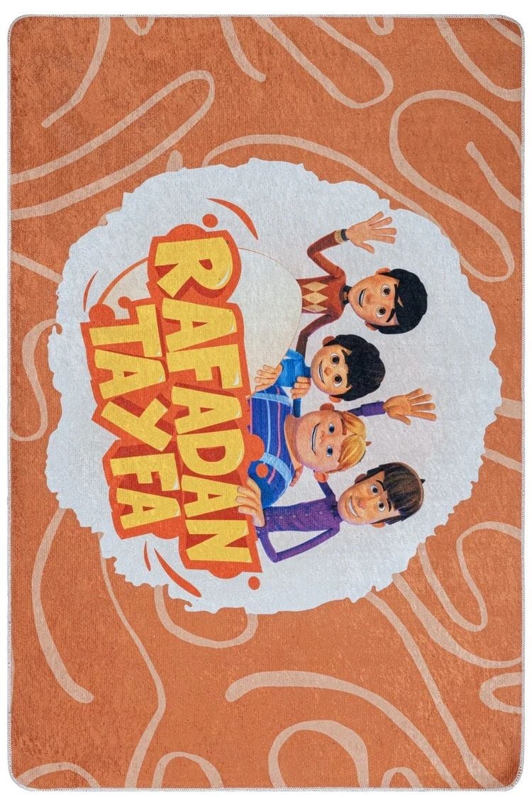 TRT Çocuk Rafadan Tayfa Çizgi Film Karakteri Turuncu ve Beyaz Dijital Baskı Çocuk Halısı 120x180