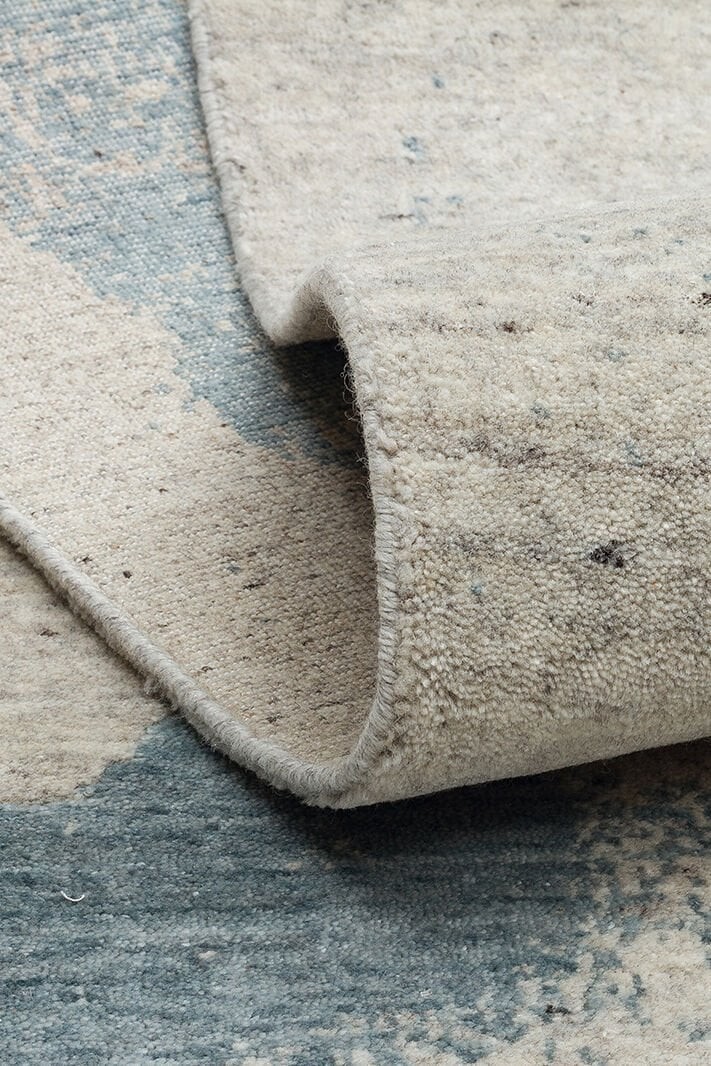 CALYPSA Hindistan'dan İthal El Dokuması Modern Desenlere Sahip Halı - BEIGE-BLUE