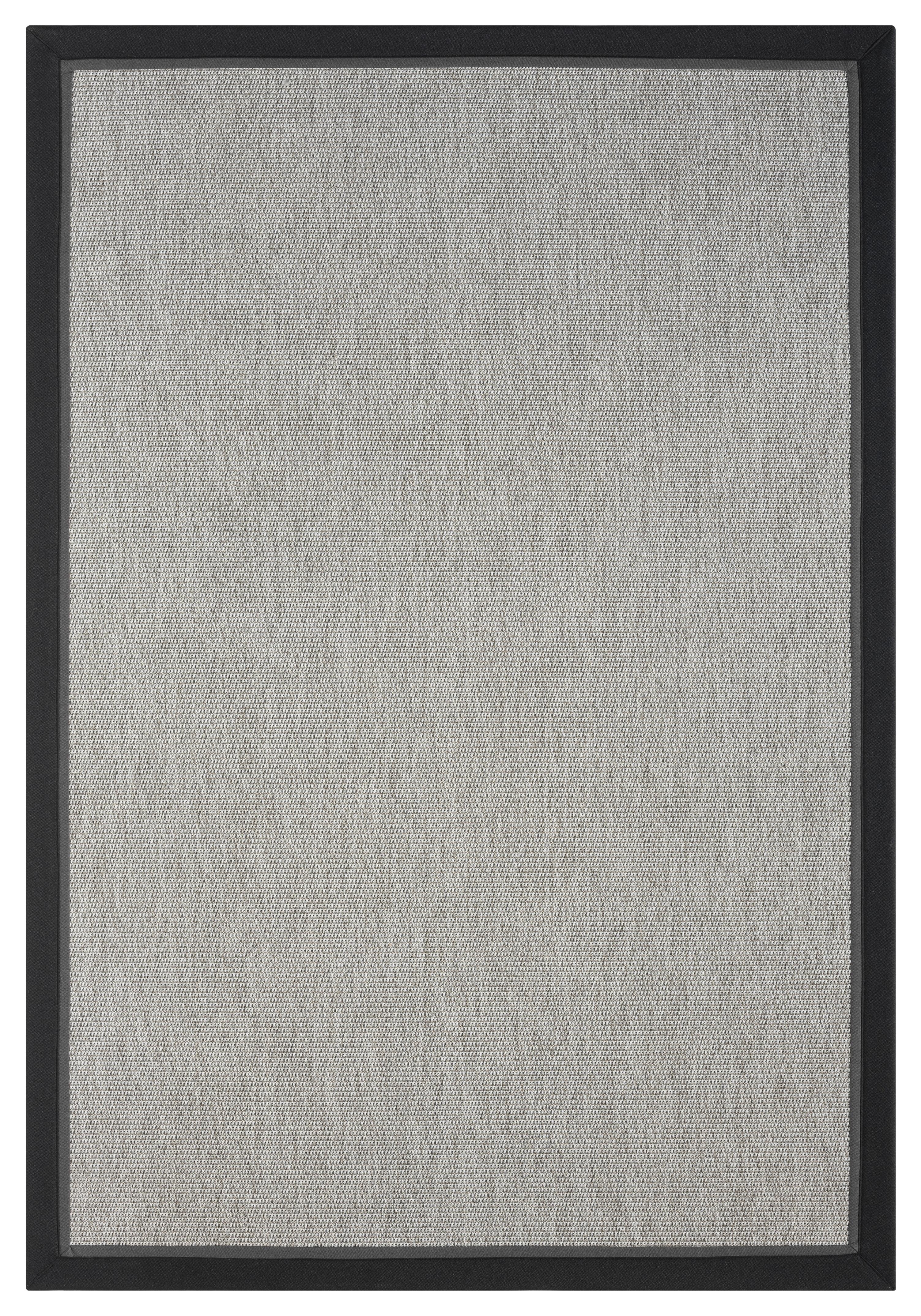 Kumaş Bordürlü Nature Sisal Halı - El Yapımı, Evcil Hayvan Dostu, Modern Tasarım - Siyah-Gri Bordür - Bordürlü Nature Sisal