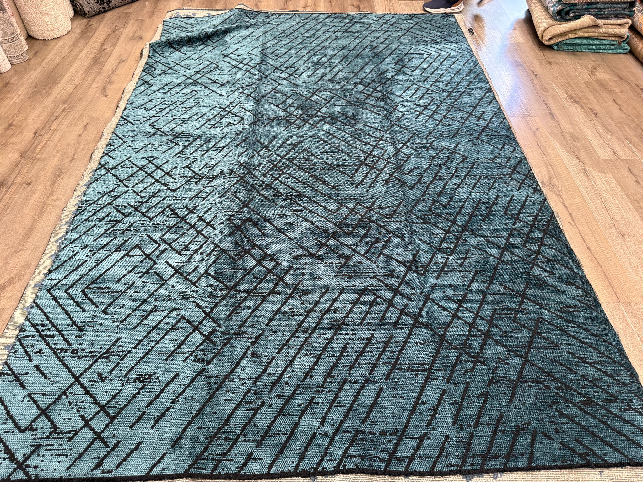 Eko Halı Tribal 200x300 Mavi Özel Tezgah Salon Halısı 