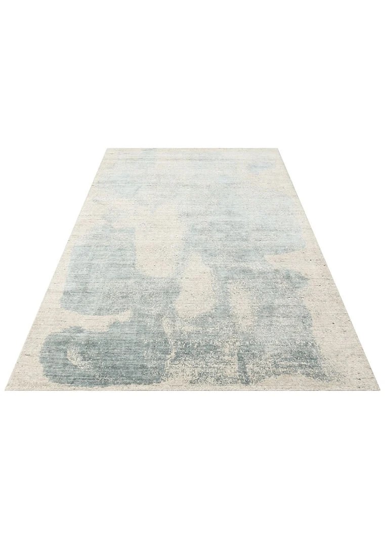 CALYPSA Hindistan'dan İthal El Dokuması Modern Desenlere Sahip Halı - BEIGE-BLUE