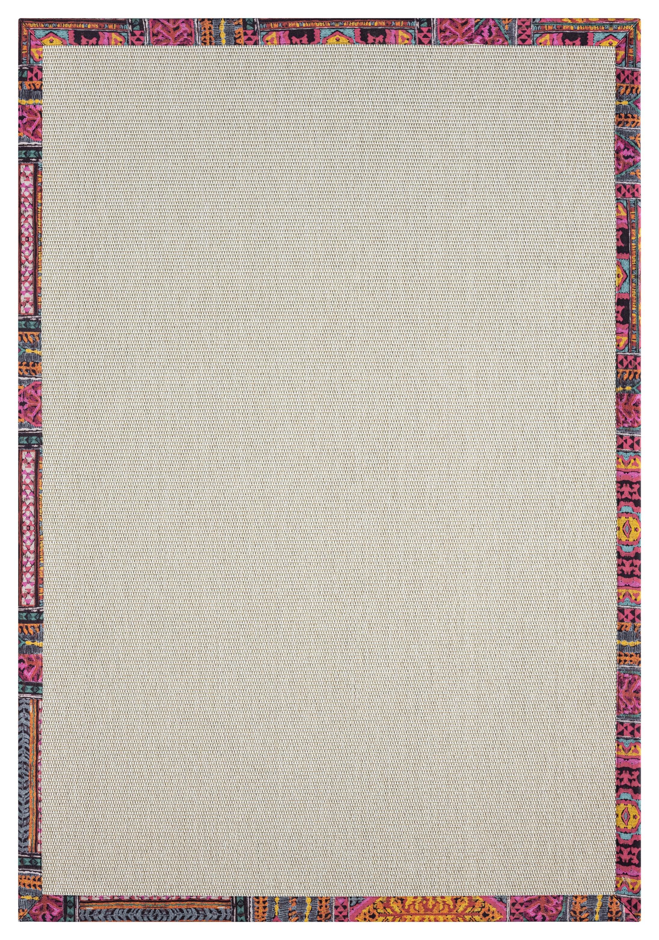 Kumaş Bordürlü Nature Sisal Halı - El Yapımı, Evcil Hayvan Dostu, Modern Tasarım - Desenli Bordür - Bordürlü Nature Sisal