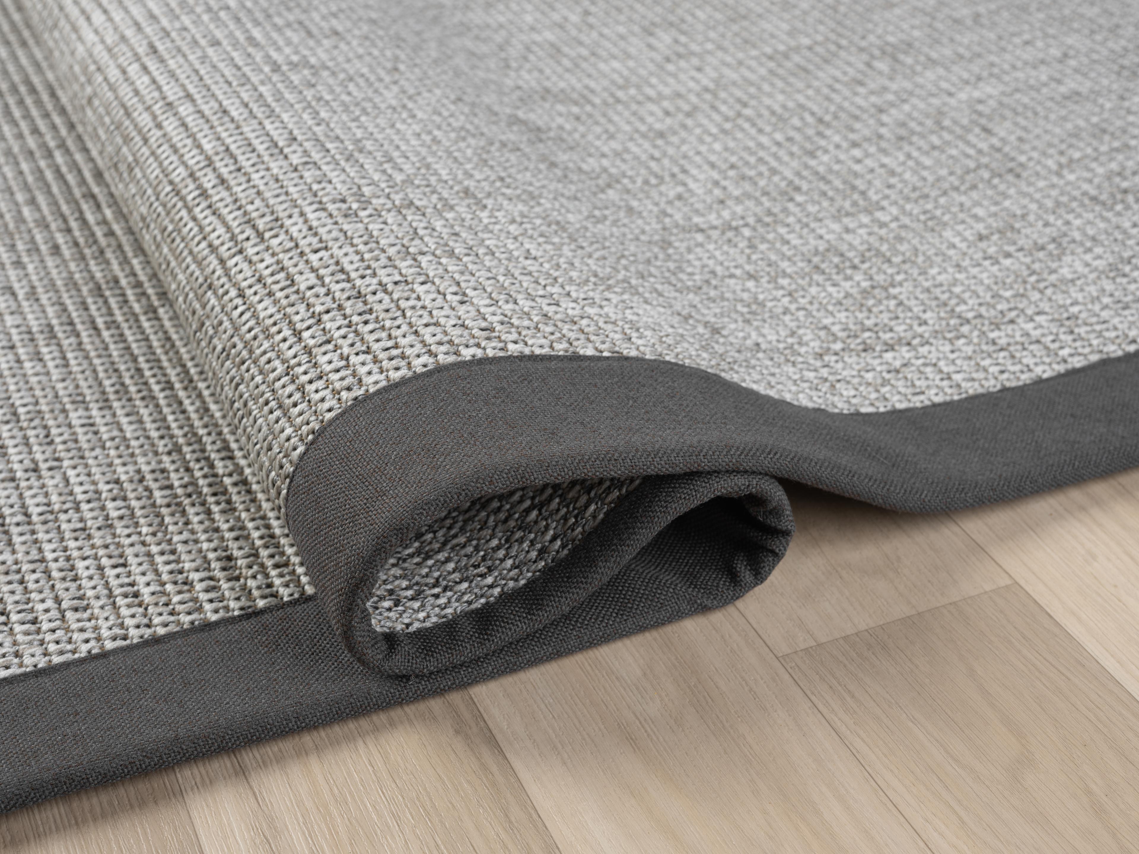 Kumaş Bordürlü Nature Sisal Halı - El Yapımı, Evcil Hayvan Dostu, Modern Tasarım - Antrasit Bordür