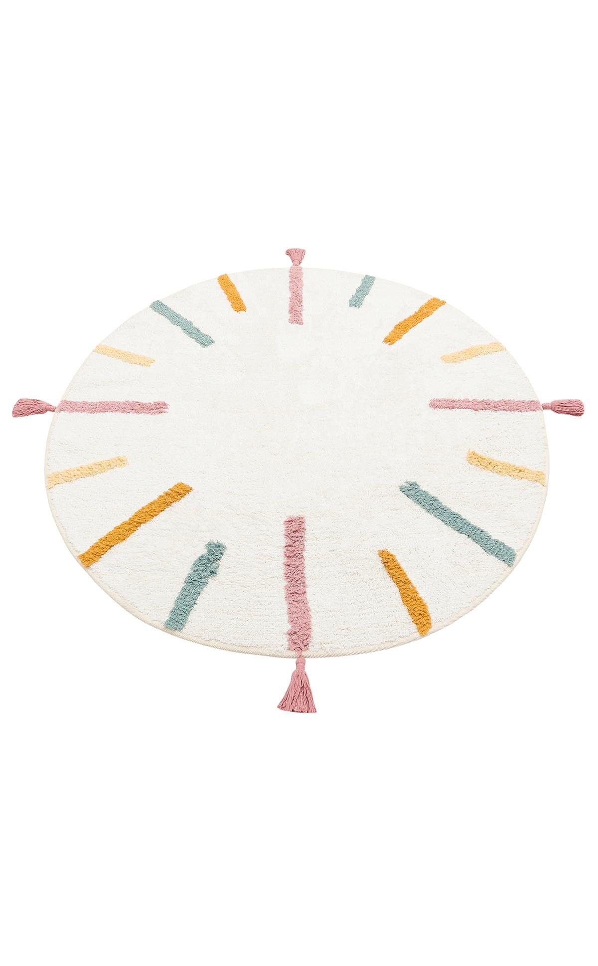 COTTON BOON Q Yıkanabilir Kaymaz Tabanlı Naturel Pamuk Bebek Halısı - MULTY 03