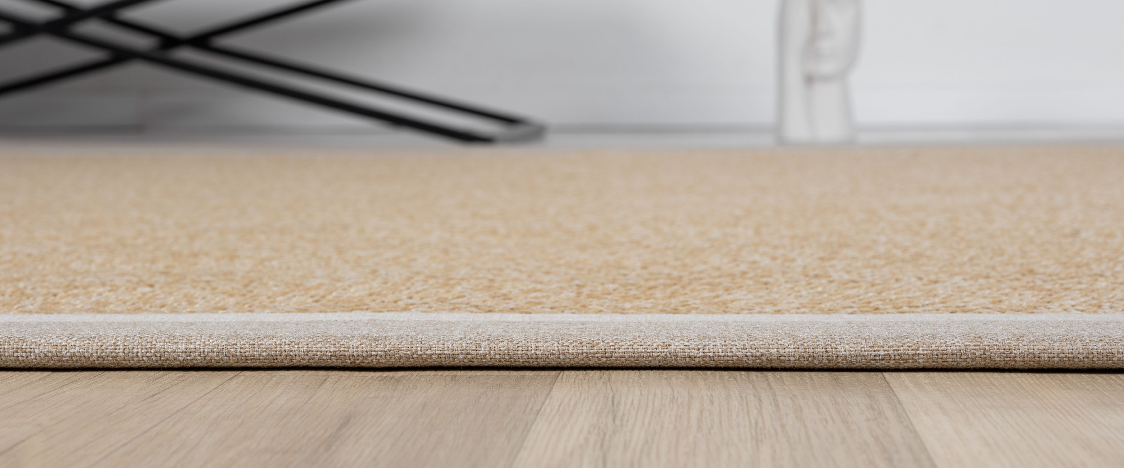 Kumaş Bordürlü Nature Sisal Halı - El Yapımı, Evcil Hayvan Dostu, Modern Tasarım - Bej-Krem Bordür