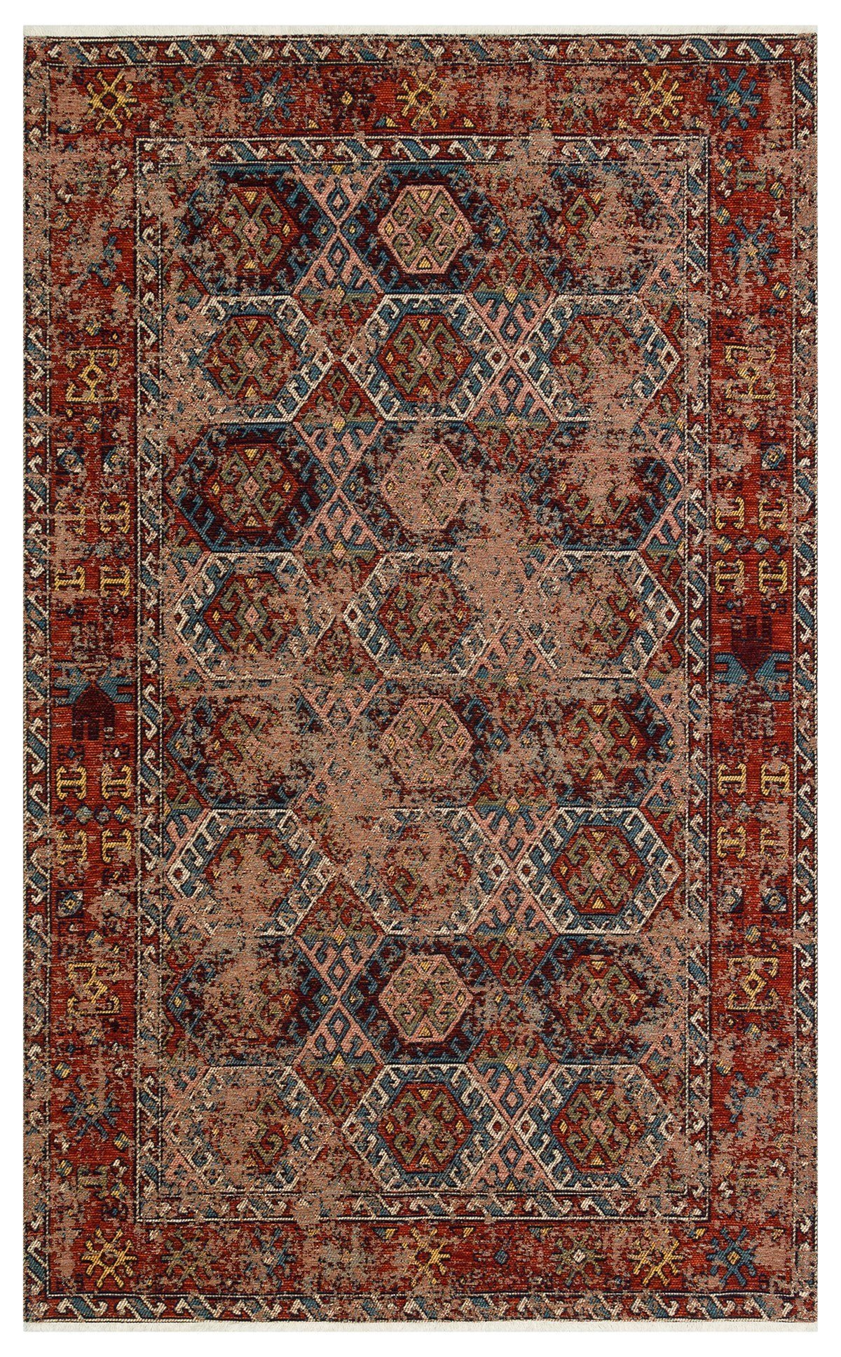 Anadolu Kilim And 03 Multy Anadolu Antik Desenli Yıkanabilir Kaymaz Tabanlı Etnik Kilim
