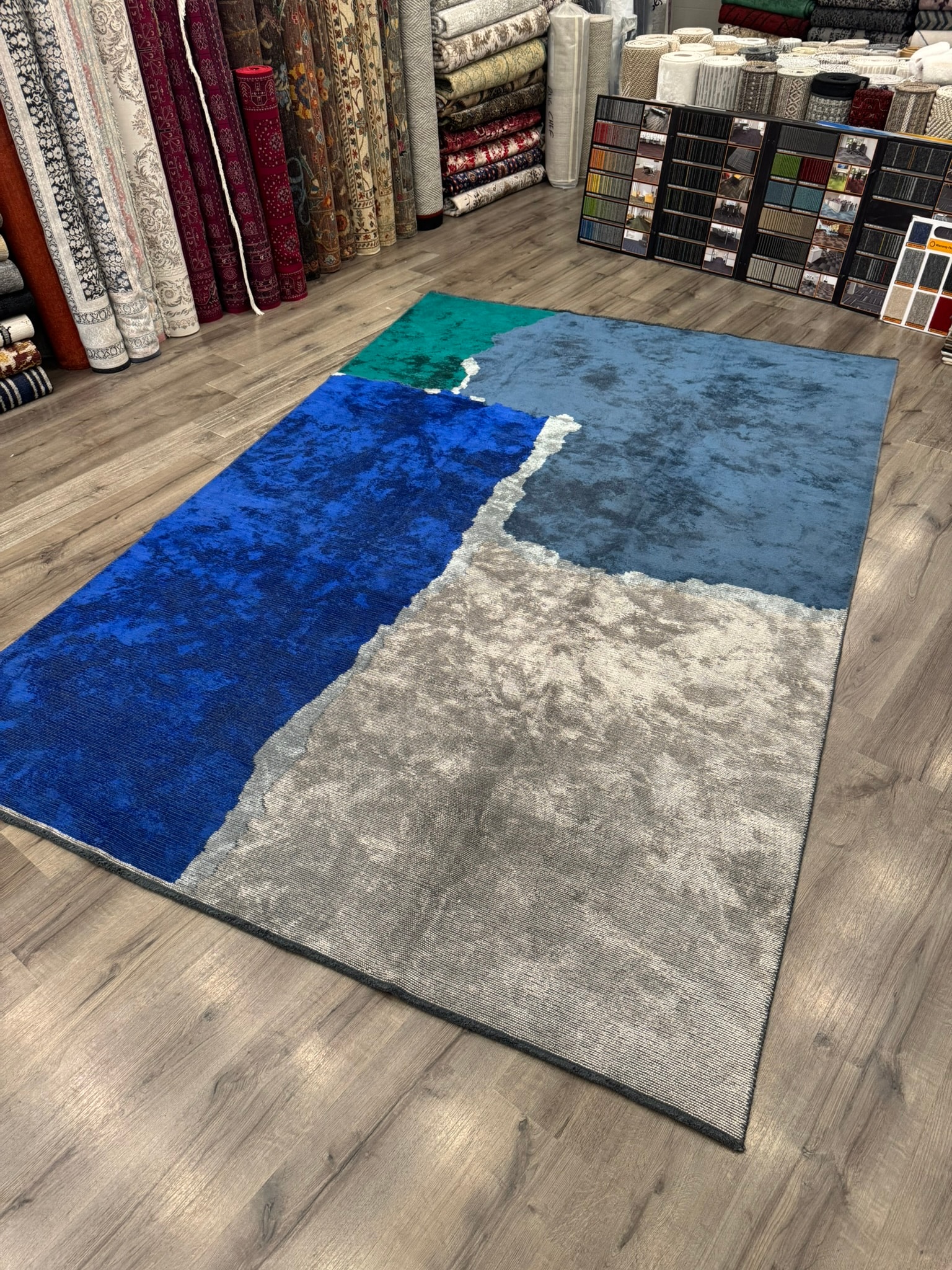 LOS ANGELES AÇIK KREM - LACİVERT - KOYU TURKUAZ - SAKS MAVİSİ - BUZ MAVİSİ HALI 200x300 ÖZEL TEZGAH SALON HALISI