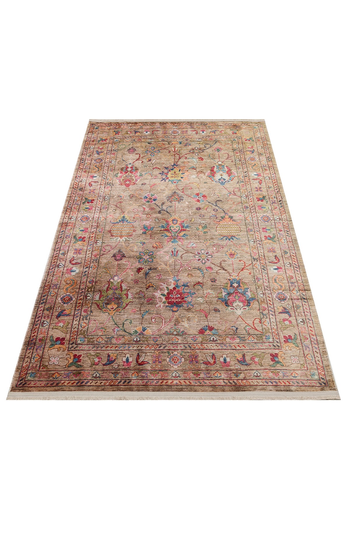 ANTIQUE  Kolay kullanımlı Kaymaz Karabağ ve Antik Desenlere Sahip Yıkanabilir Makine Halısı - ATK 08 BEİGE