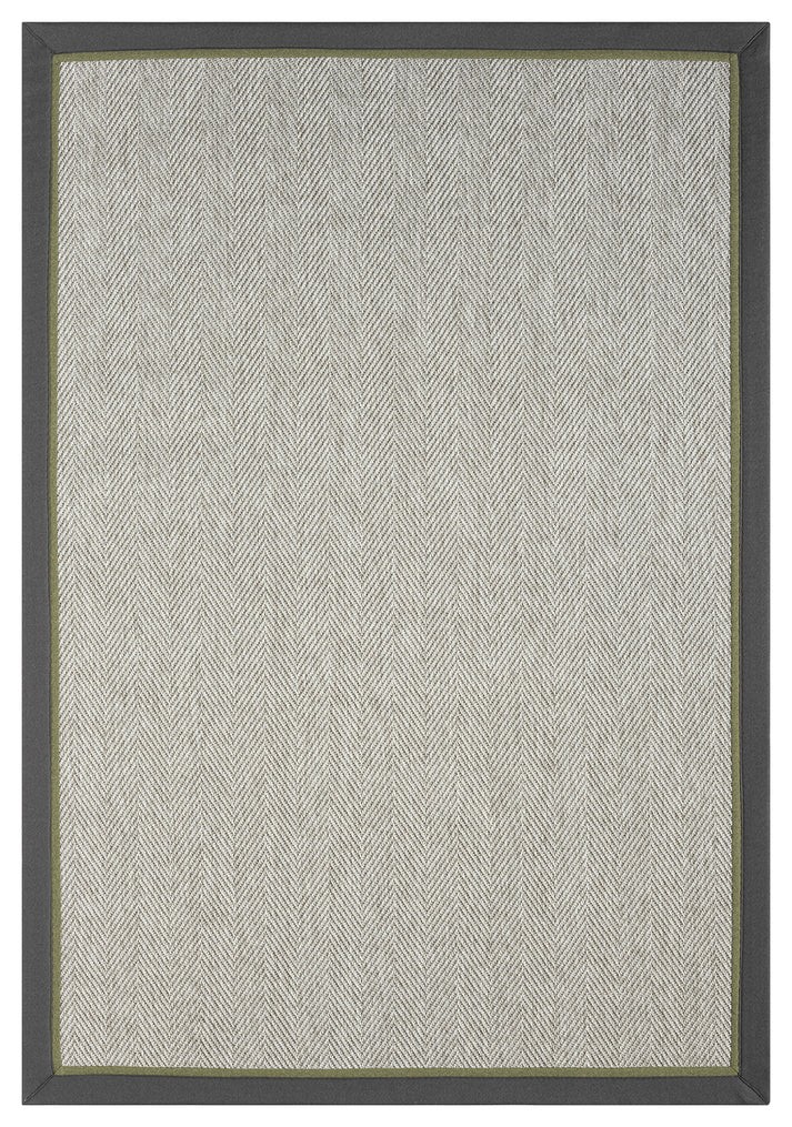 Kumaş Bordürlü Nature Sisal Halı - El Yapımı, Evcil Hayvan Dostu, Modern Tasarım - Antrasit-Yeşil Bordür - Bordürlü Nature Sisal
