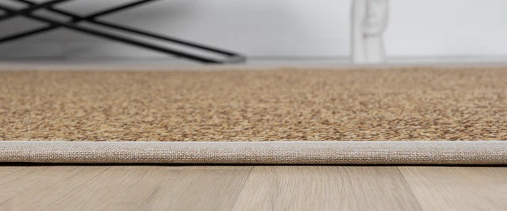 Kumaş Bordürlü Nature Sisal Halı - El Yapımı, Evcil Hayvan Dostu, Modern Tasarım - Krem-Bej Bordür