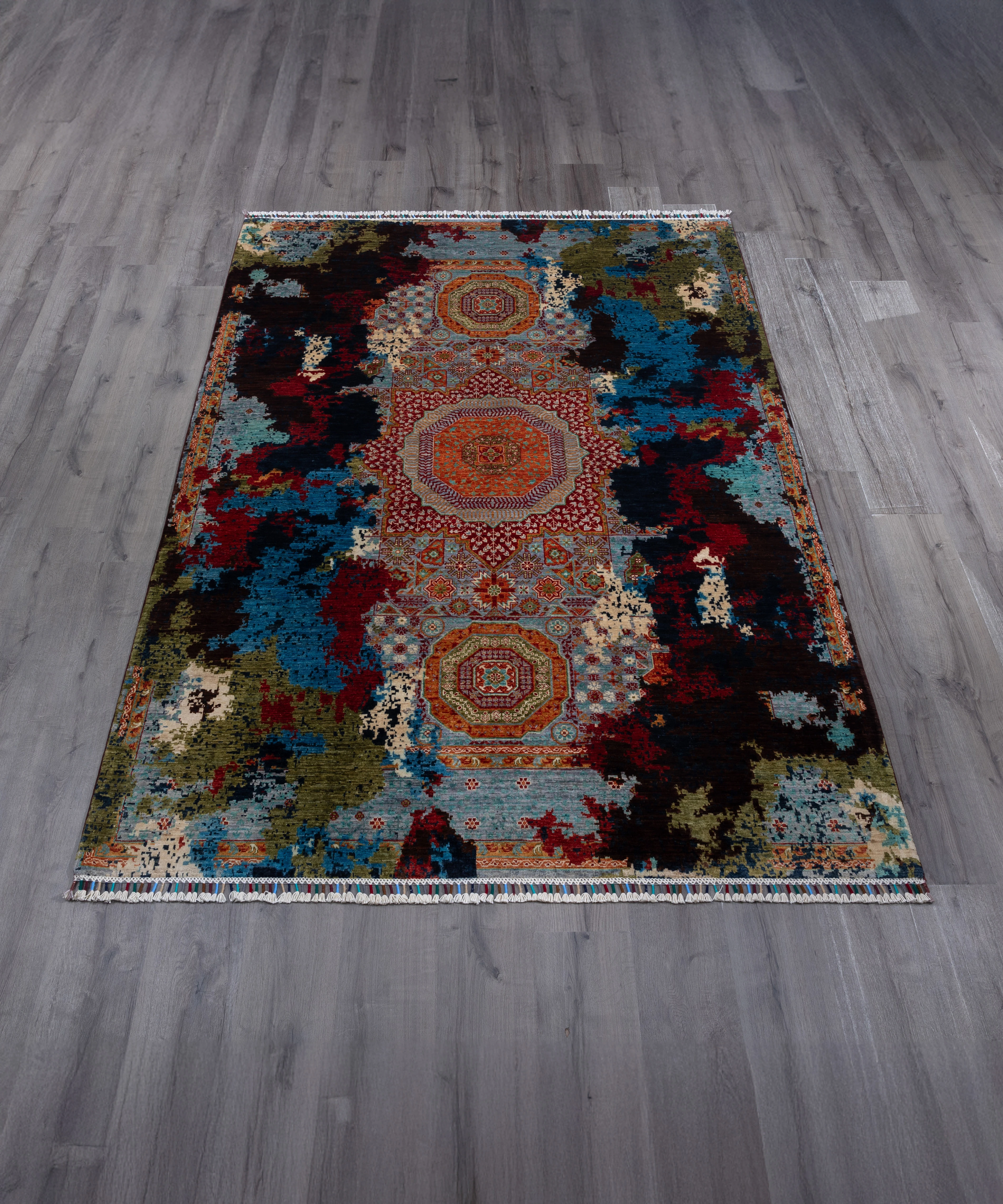 Afgan Memlük Halısı El Dokuma Kuzu Yünü 45x45 Sıklık 178x245 (4,36m2)