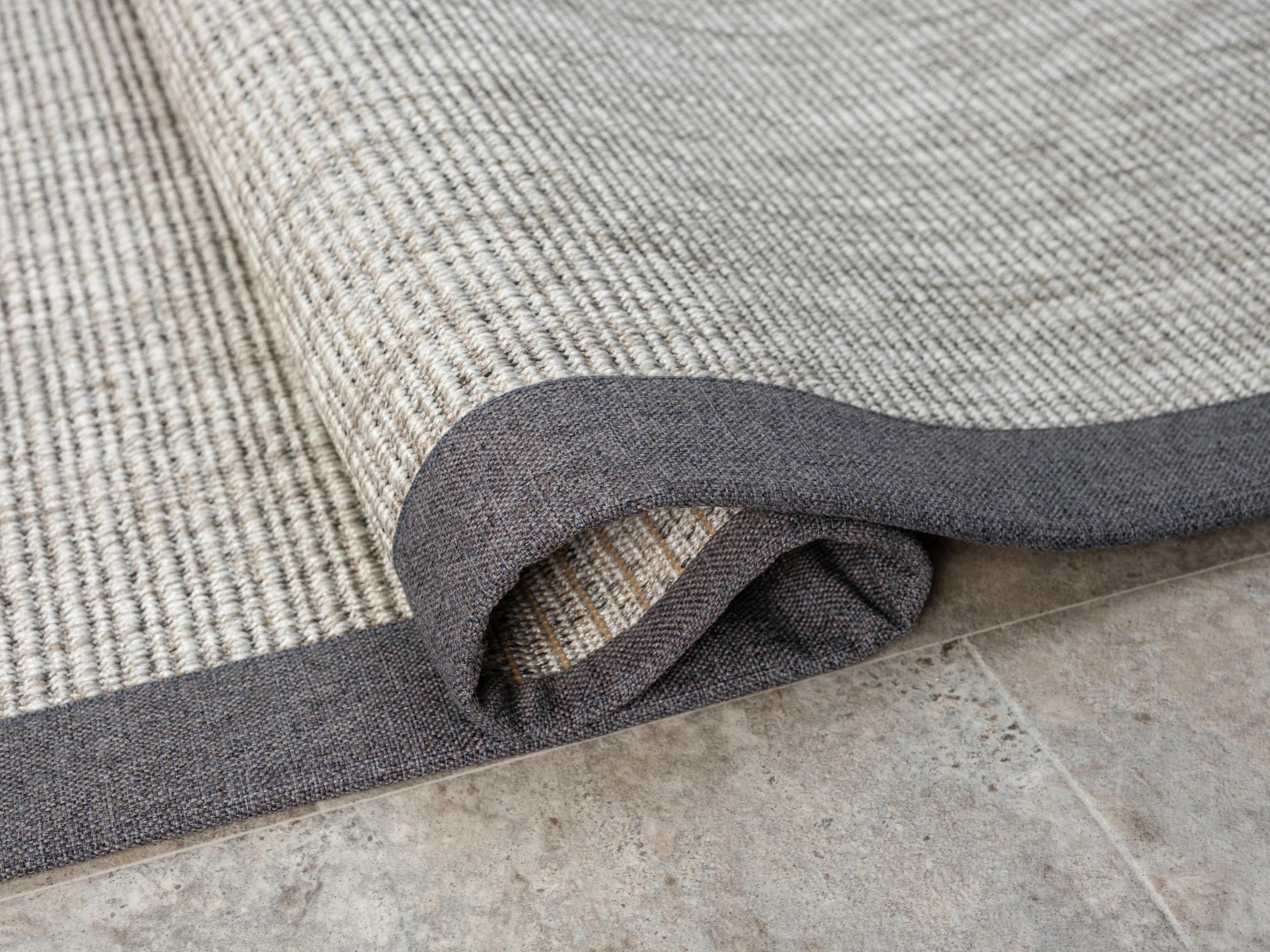 Kumaş Bordürlü Nature Sisal Halı - El Yapımı, Evcil Hayvan Dostu, Modern Tasarım - Antrasit Bordür