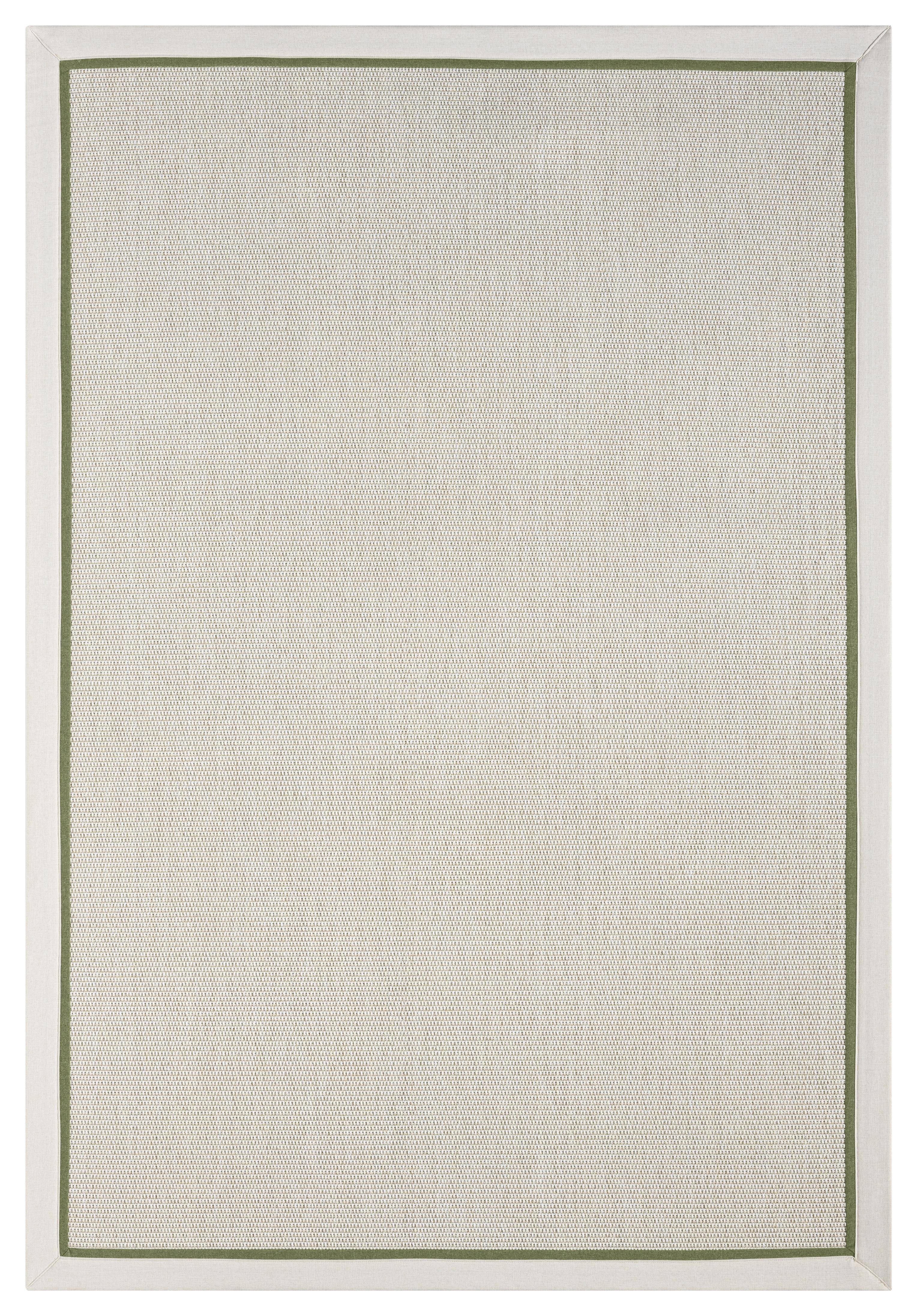 Kumaş Bordürlü Nature Sisal Halı - El Yapımı, Evcil Hayvan Dostu, Modern Tasarım - Krem-Yeşil Bordür - Bordürlü Nature Sisal