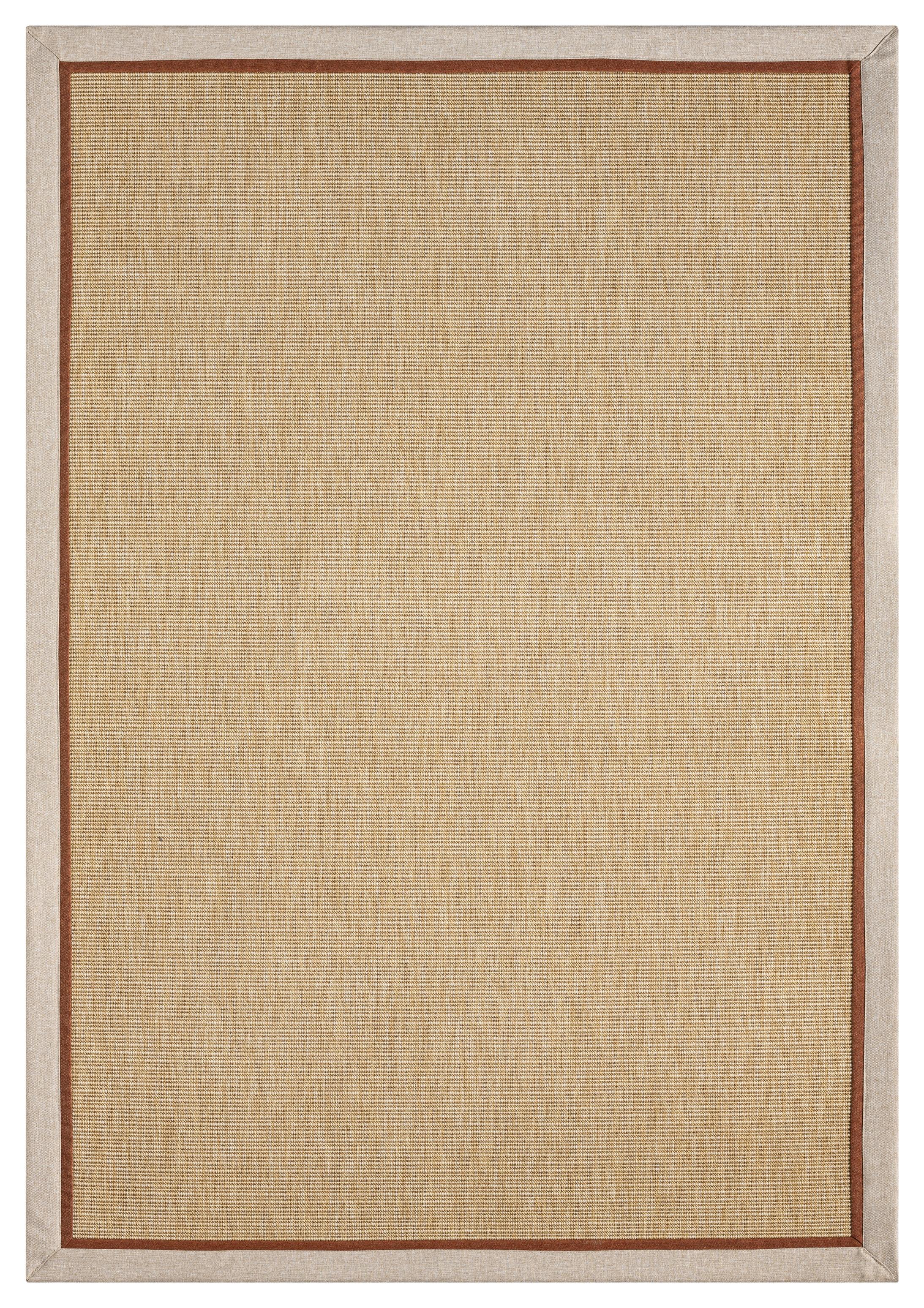 Kumaş Bordürlü Nature Sisal Halı - El Yapımı, Evcil Hayvan Dostu, Modern Tasarım - Krem-Kiremit Bordür - Bordürlü Nature Sisal