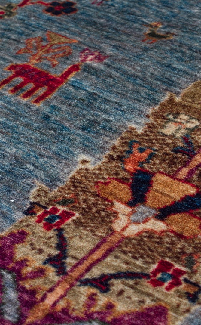 ANTIQUE  Kolay kullanımlı Kaymaz Karabağ ve Antik Desenlere Sahip Yıkanabilir Makine Halısı - ATK 09 AQUA