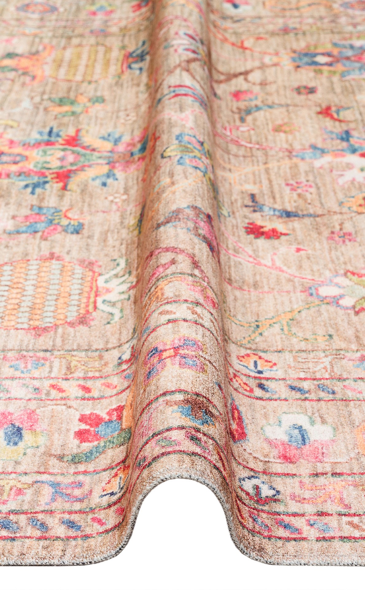 ANTIQUE  Kolay kullanımlı Kaymaz Karabağ ve Antik Desenlere Sahip Yıkanabilir Makine Halısı - ATK 08 BEİGE