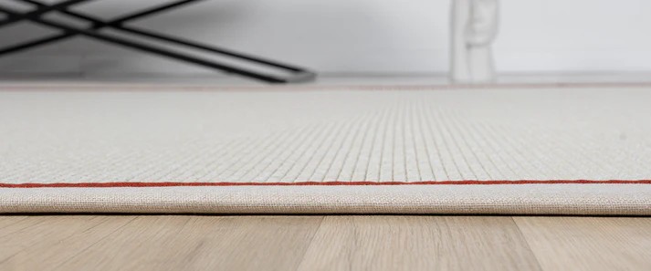 Kumaş Bordürlü Nature Sisal Halı - El Yapımı, Evcil Hayvan Dostu, Modern Tasarım - Krem-Kırmızı Bordür