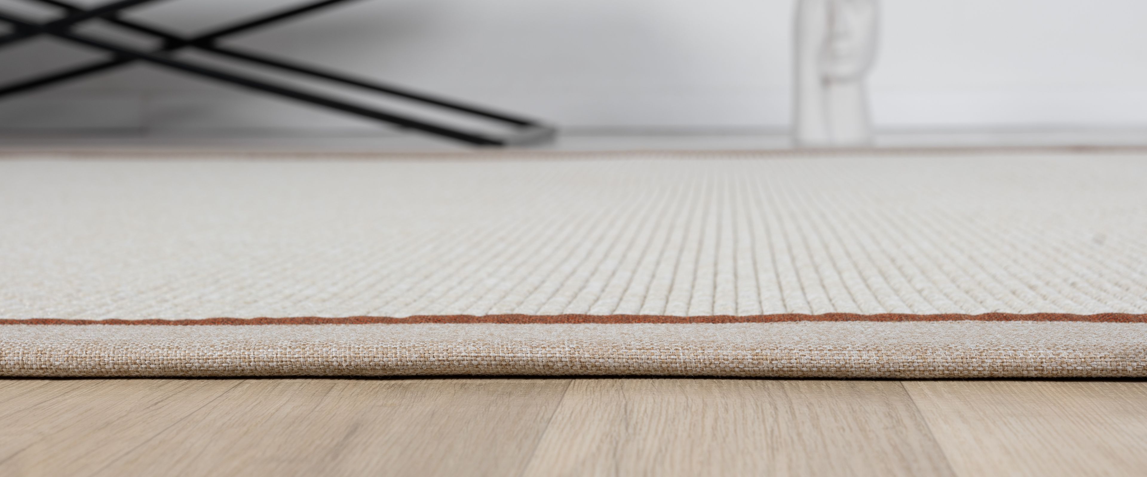 Kumaş Bordürlü Nature Sisal Halı - El Yapımı, Evcil Hayvan Dostu, Modern Tasarım - Kiremit-Krem Bordür