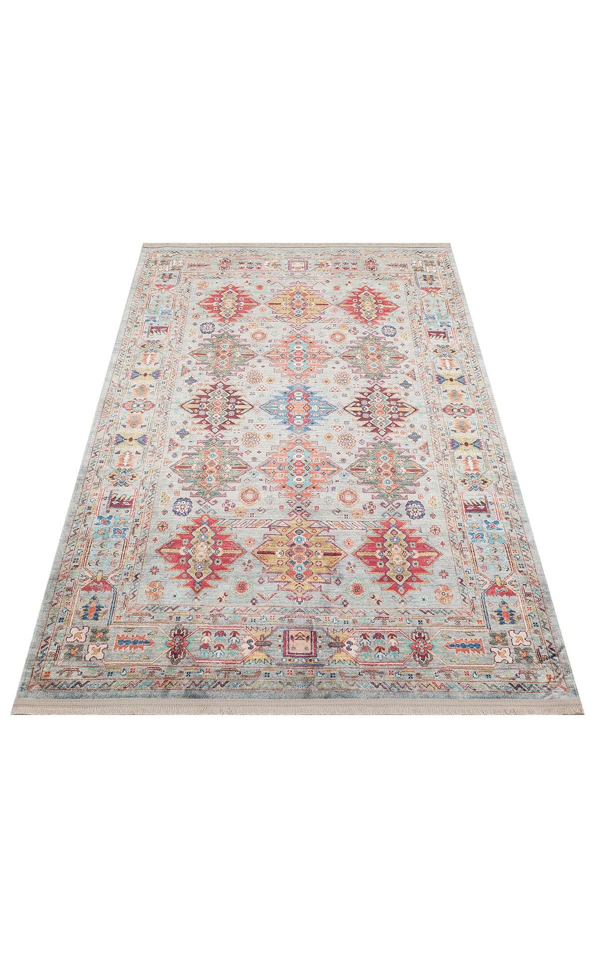 ANTIQUE  Kolay kullanımlı Kaymaz Karabağ ve Antik Desenlere Sahip Yıkanabilir Makine Halısı - ATK 06 AQUA
