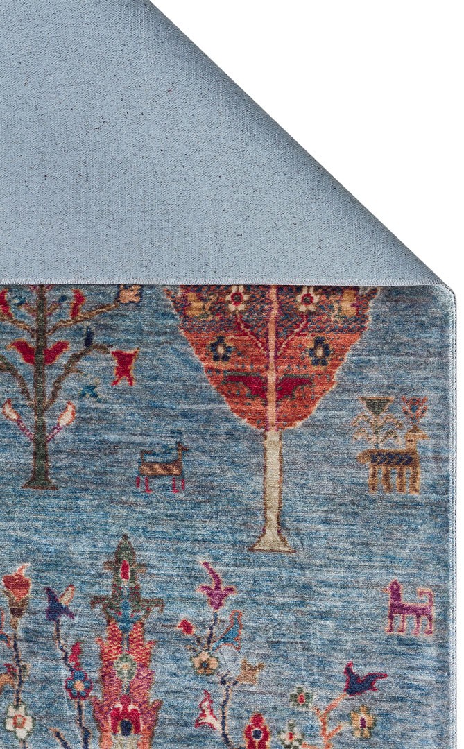 ANTIQUE  Kolay kullanımlı Kaymaz Karabağ ve Antik Desenlere Sahip Yıkanabilir Makine Halısı - ATK 09 AQUA