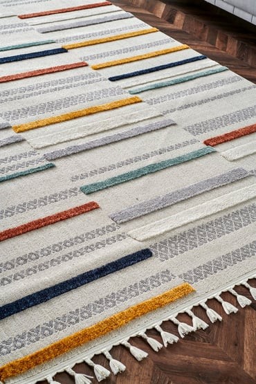 TERAZZO Hav Toz Vermez Yumuşak Dokulu Etnik Örgü Desenlere Sahip Modern İskindinav Halı - 01 Multy