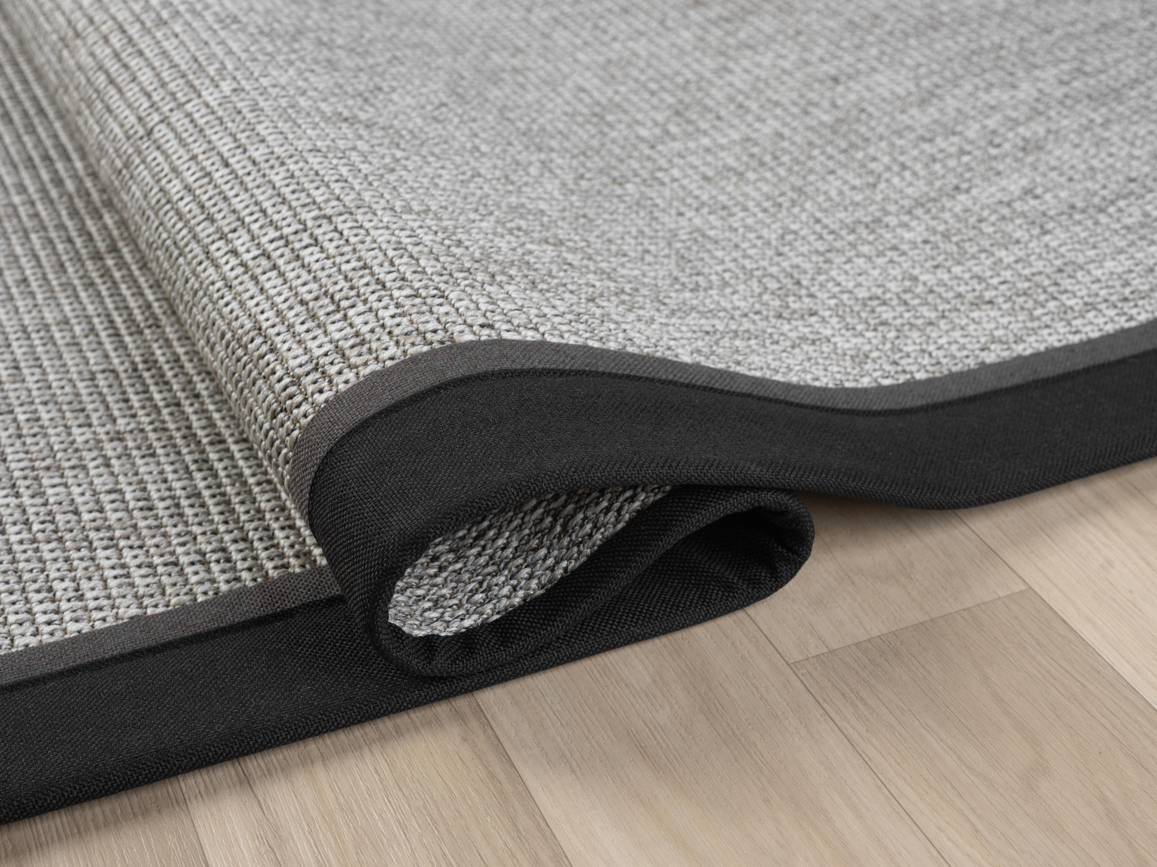 Kumaş Bordürlü Nature Sisal Halı - El Yapımı, Evcil Hayvan Dostu, Modern Tasarım - Siyah-Gri Bordür