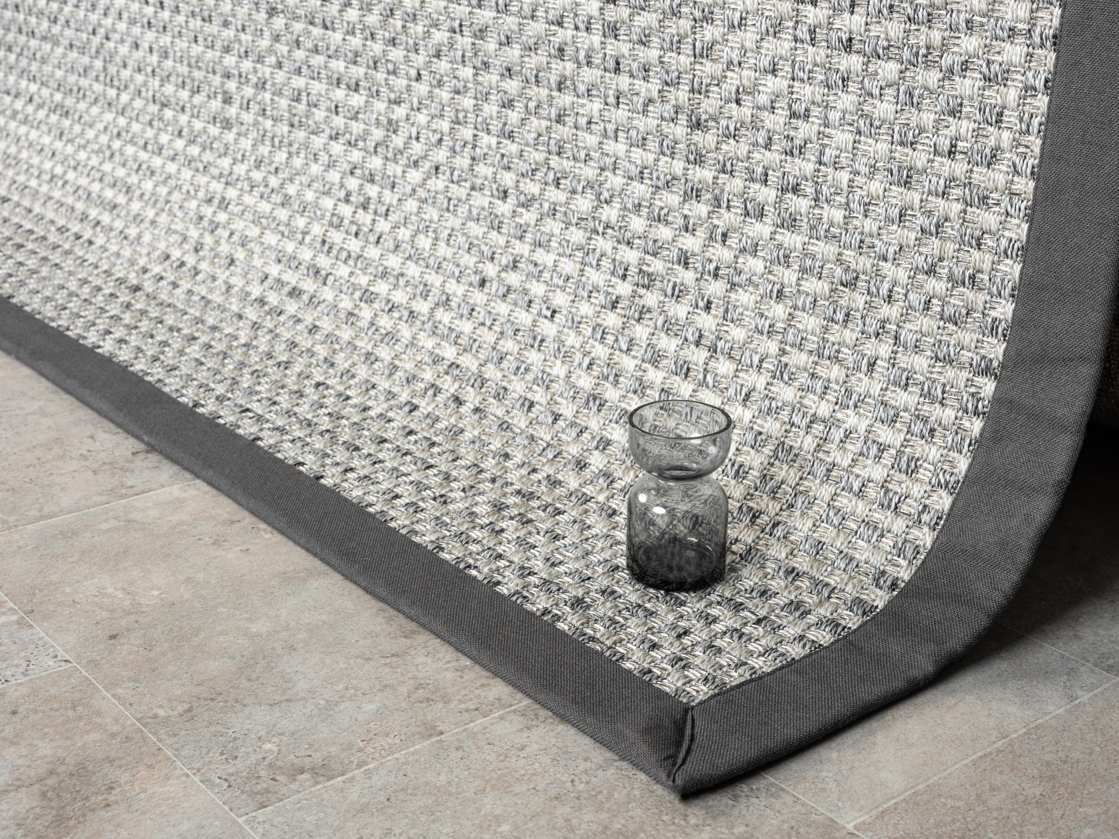 Kumaş Bordürlü Nature Sisal Halı - El Yapımı, Evcil Hayvan Dostu, Modern Tasarım - Antrasit Bordür