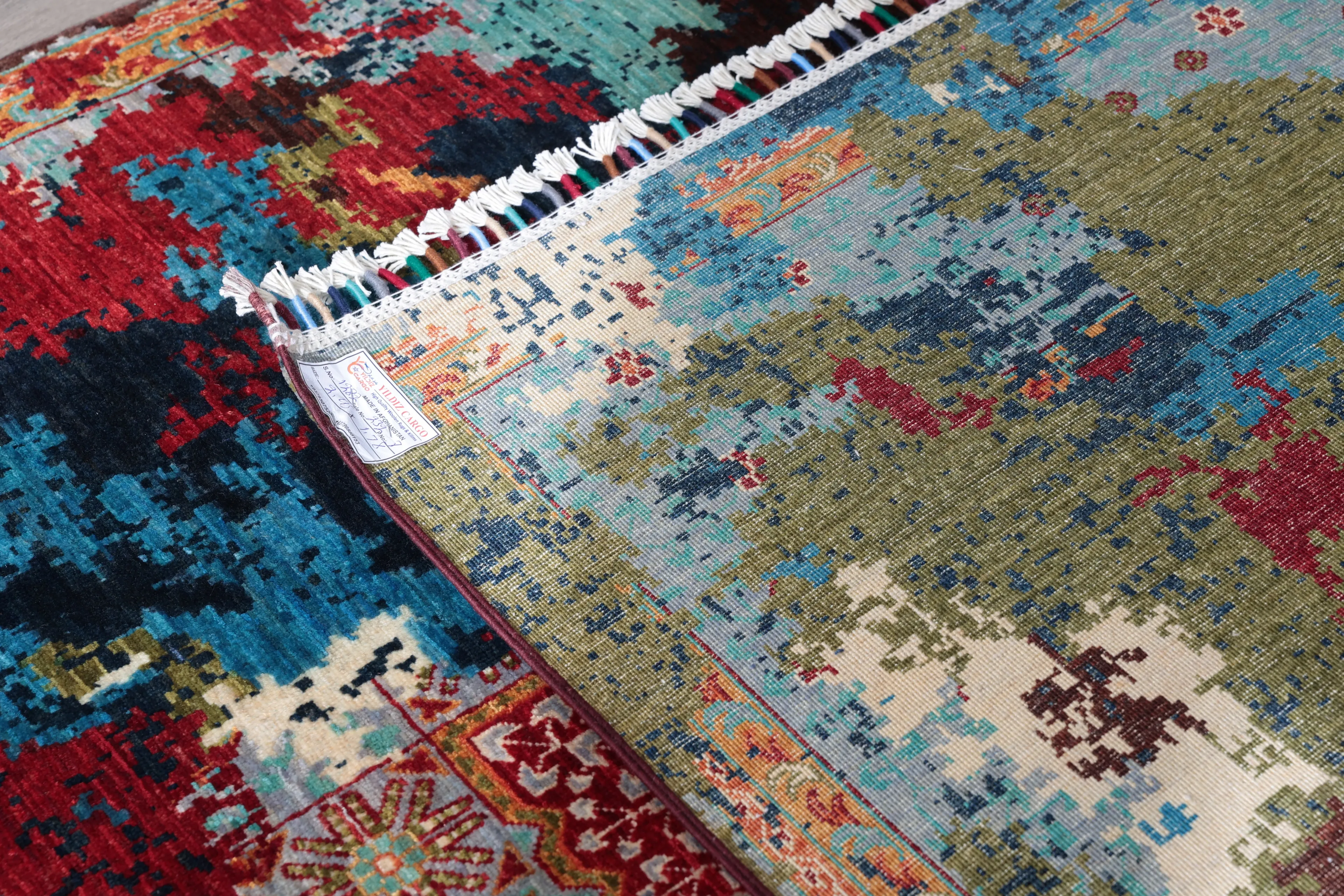 Afgan Memlük Halısı El Dokuma Kuzu Yünü 45x45 Sıklık 178x245 (4,36m2)