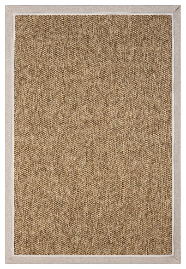 Kumaş Bordürlü Nature Sisal Halı - El Yapımı, Evcil Hayvan Dostu, Modern Tasarım - Krem-Bej Bordür - Bordürlü Nature Sisal