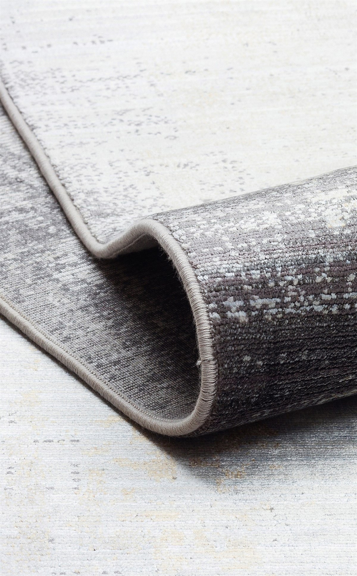 MAHAL Modern Vintage Desenli Yüksek Kalite Sık Dokuma Makine Halısı - MHL 11 GREY-GOLD