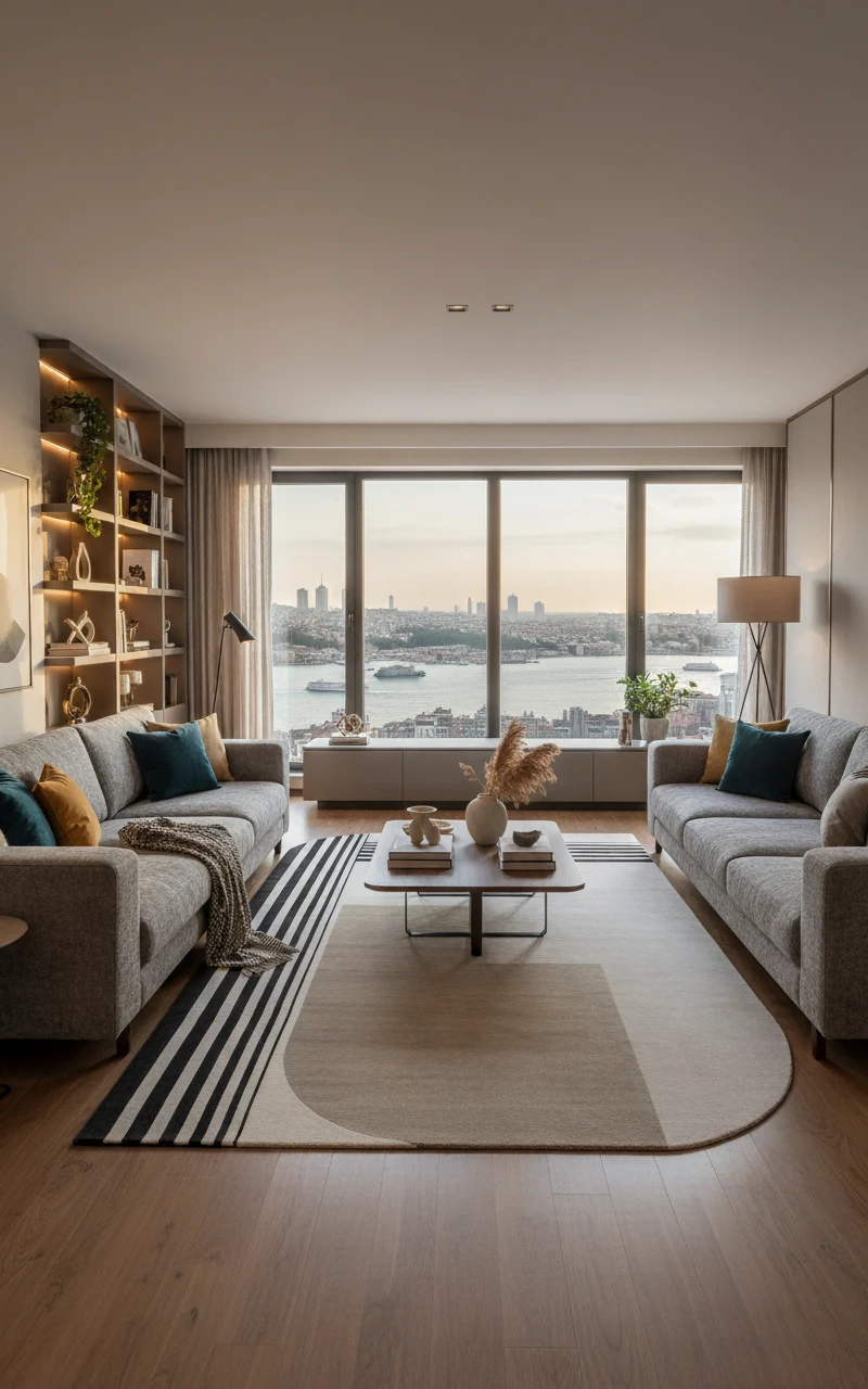 Rugchef Premium MERANO Geometrik Desenli Yüksek Kalite Sık Dokuma Salon Halısı - 05 Cream Gold