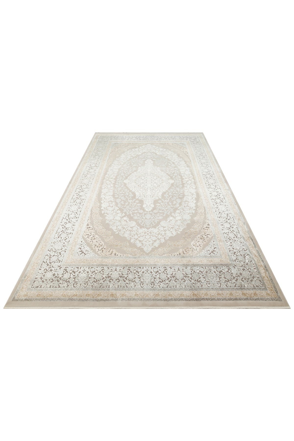 MAHAL Modern Vintage Desenli Yüksek Kalite Sık Dokuma Makine Halısı - MHL 08 CREAM-GREY