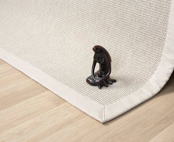 Kumaş Bordürlü Nature Sisal Halı - El Yapımı, Evcil Hayvan Dostu, Modern Tasarım - Krem Bordür