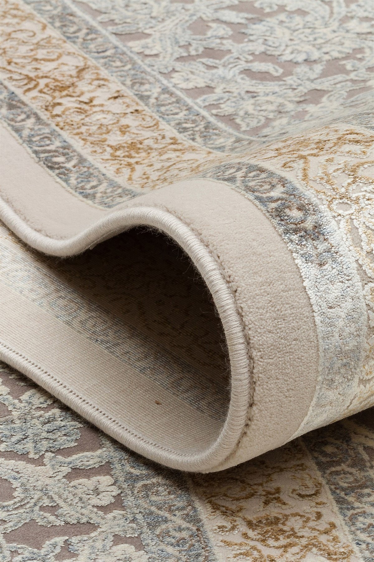 MAHAL Modern Vintage Desenli Yüksek Kalite Sık Dokuma Makine Halısı - MHL 08 CREAM-GREY
