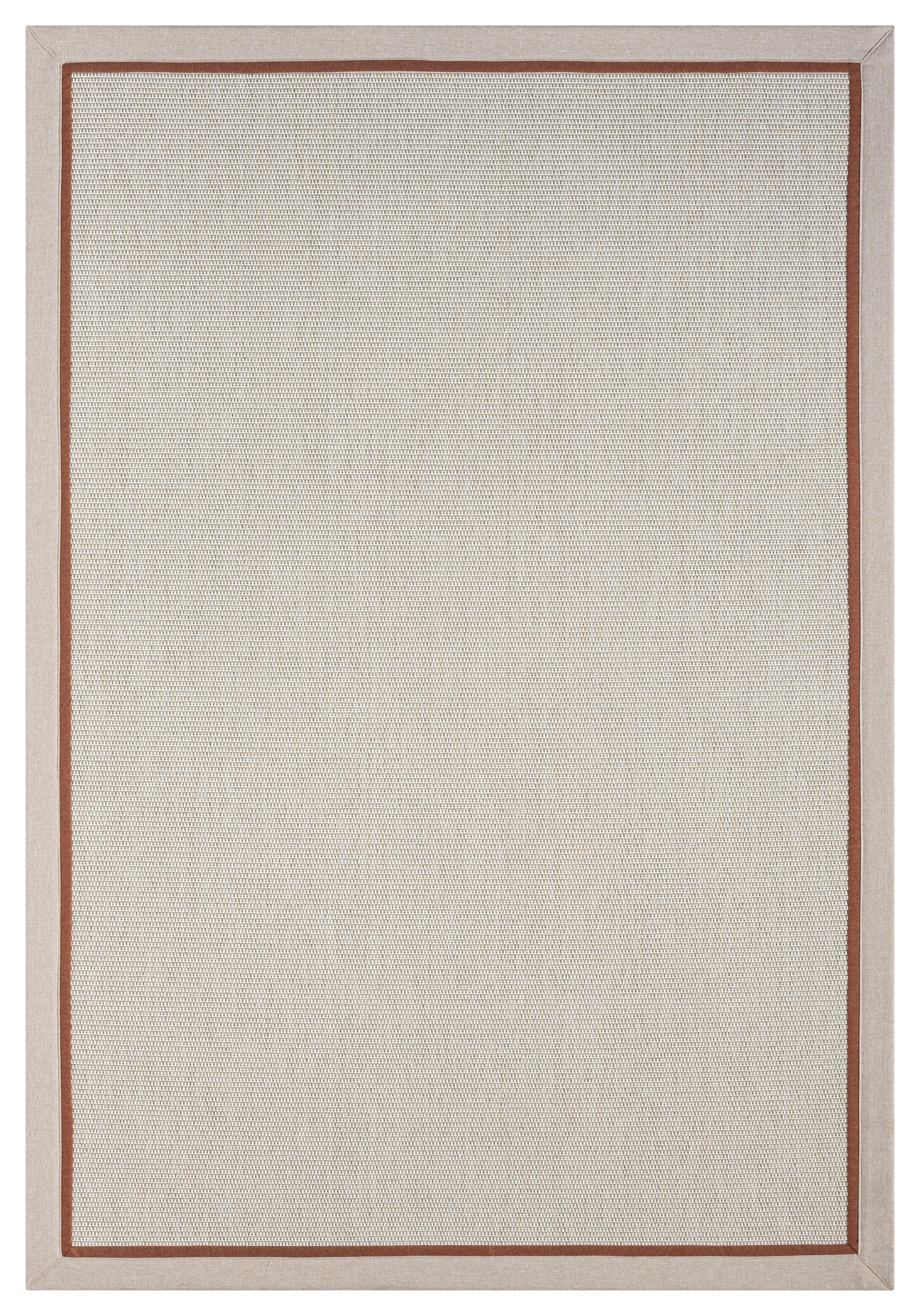 Kumaş Bordürlü Nature Sisal Halı - El Yapımı, Evcil Hayvan Dostu, Modern Tasarım - Kiremit-Krem Bordür - Bordürlü Nature Sisal